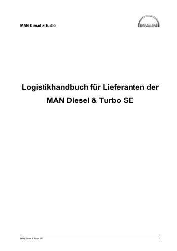 Logistikhandbuch für Lieferanten der MAN Diesel & Turbo SE