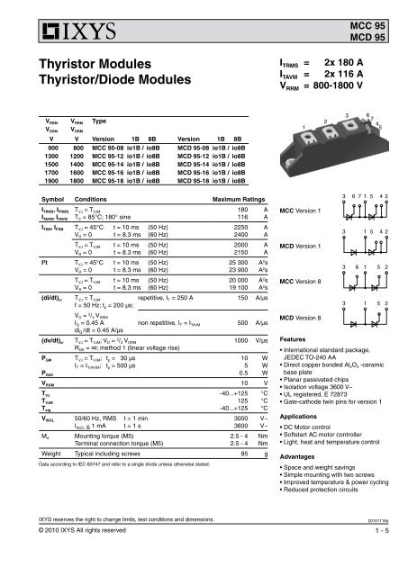 Thyristor Modules Thyristor/Diode Modules - IXYS Power