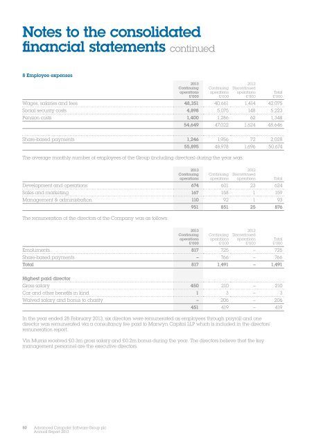 Advanced Computer Software Group plc Annual report 2013