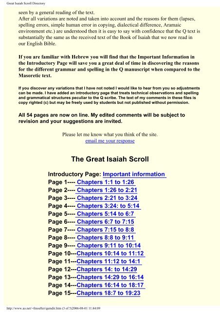 Great Isaiah Scroll Directory - documenta-catholica.eu