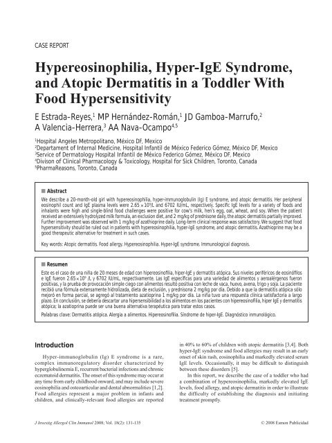 Hypereosinophilia, Hyper-IgE Syndrome, and Atopic Dermatitis in a ...