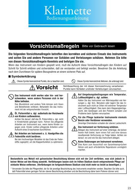 Handbuch für Klarinetten - klarinette-lernen.de