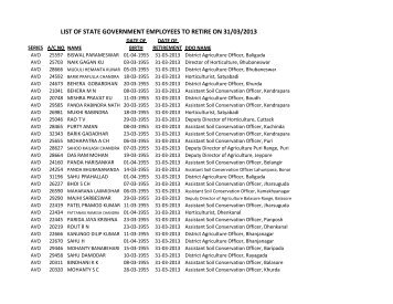 list of state government employees to retire on 31/03/2013