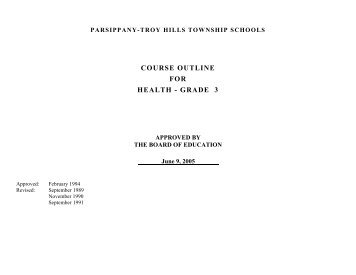 Health Curriculum Grade 3 - the Parsippany-Troy Hills School District