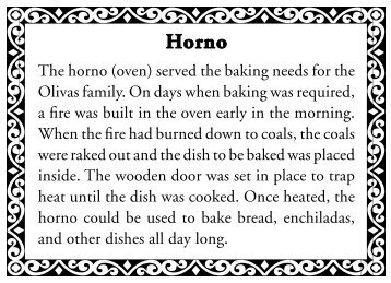 The horno (oven) served the baking needs for the ... - City Of Ventura