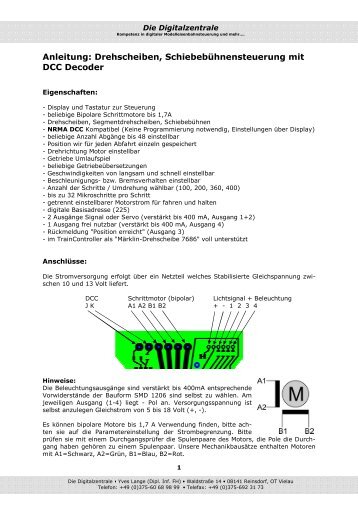 Anleitung Drehscheiben Schiebebühnensteuerung ... - Digitalzentrale