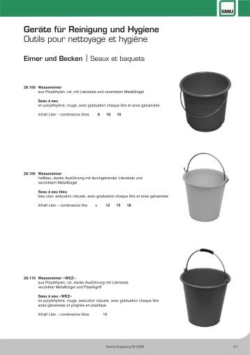 Geräte für Reinigung und Hygiene Outils pour nettoyage et hygiène