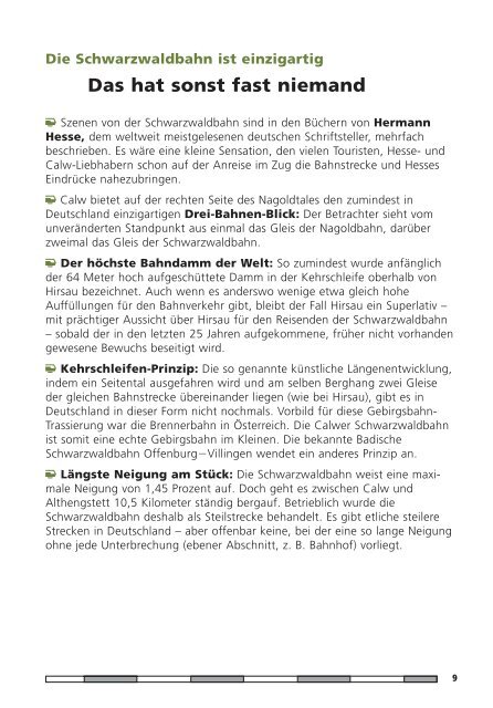 Informationen… - Württembergische Schwarzwaldbahn Calw