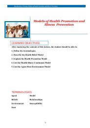 Models of Health Promotion and Illness Prevention