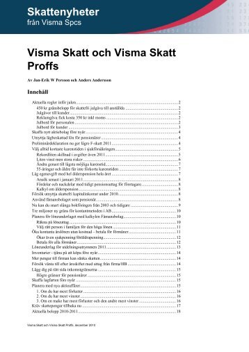 Skattenyheter Visma Skatt och Visma Skatt Proffs - Visma Spcs AB