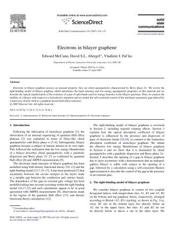 Electrons in bilayer graphene - Physics at Lancaster University