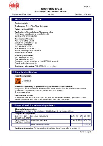 27096R 215 Plus Plattenentwickler(GB) - ADEFO-CHEMIE GmbH