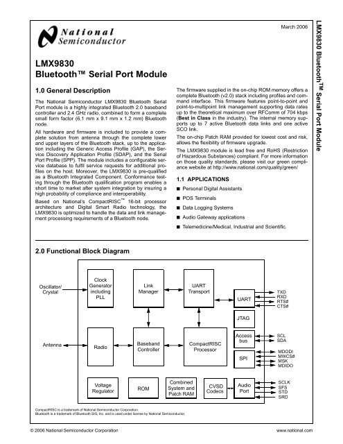 LMX9830 Bluetooth™ Serial Port Module