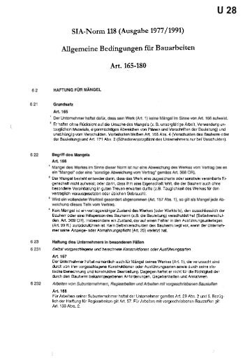 SIA-Norm 118 (Ausgabe 1977/1991) gemeine Bedingungen ~ür ...