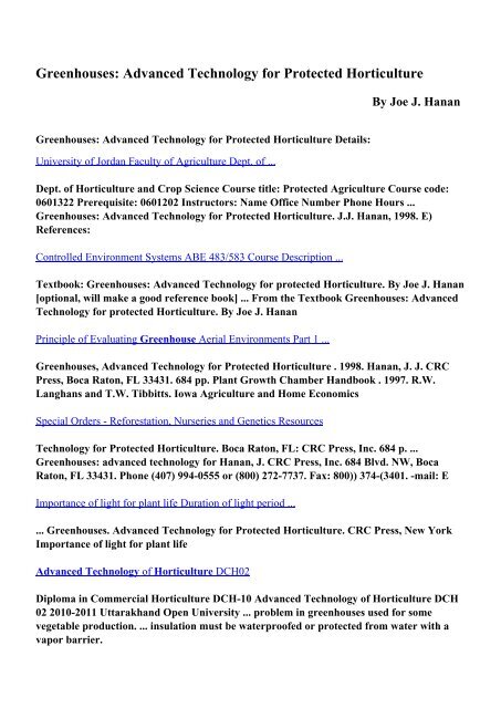 Download Greenhouses: Advanced Technology for Protected ...