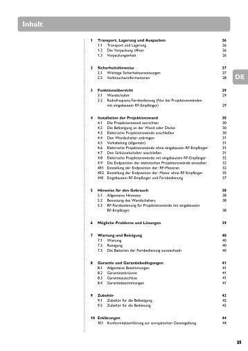 für alle elektrischen Leinwände (PDF)