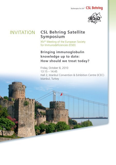 Invitation Csl Behring Satellite Symposium