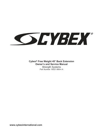 Cybex 16021 45 Degree Back Owner Manual - GymStore.com