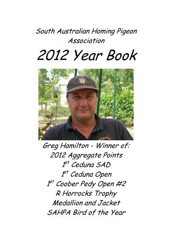Complete Yearbook - South Australian Homing Pigeon Association