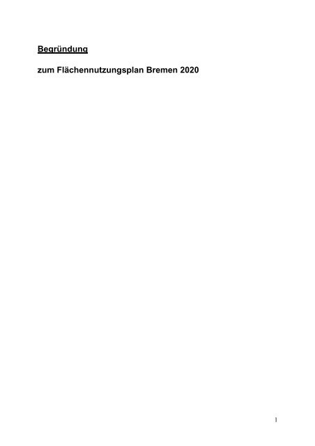 Begründung zum Flächennutzungsplan Bremen 2020