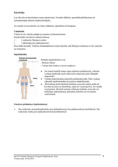 PAKKAUSSELOSTE: TIETOJA KÄYTTÄJÄLLE Metoject 50 ... - Medac