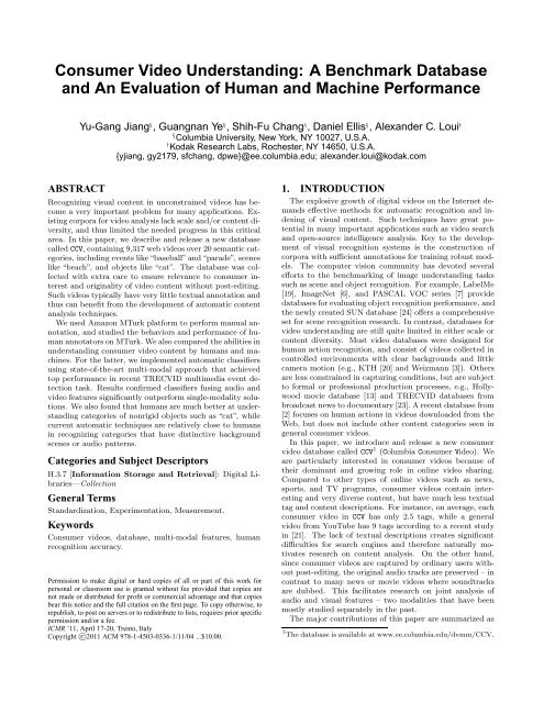 Consumer Video Understanding A Benchmark Database And An