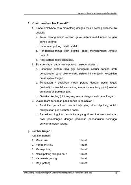 Memotong Dengan Mesin Potong Oksigen Asetilin - e-Learning ...