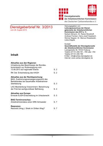 Dienstgeberbrief Nr. 3/2013 - Caritas-dienstgeber.de