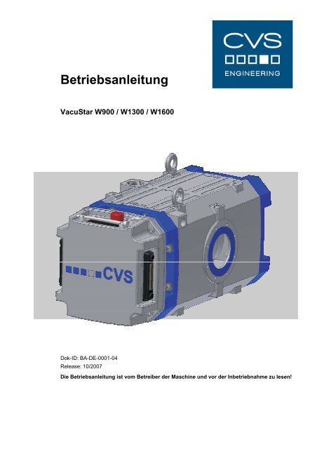 Betriebsanleitung - CVS Engineering