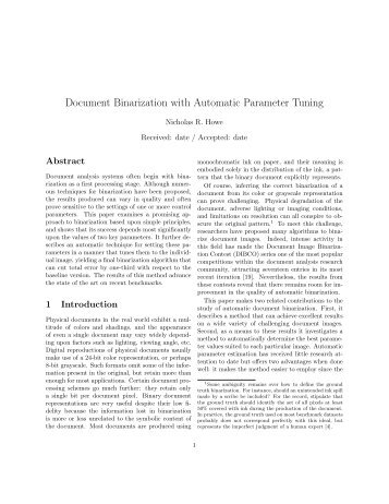 Document Binarization with Automatic Parameter Tuning