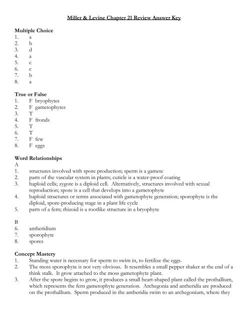 Miller & Levine Chapter 26 Review Answer Key