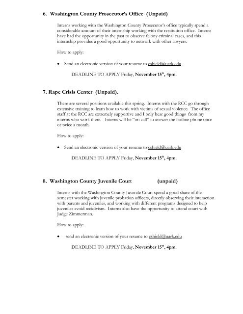 Spring 2014 Criminal Justice Internships - Department of Sociology ...