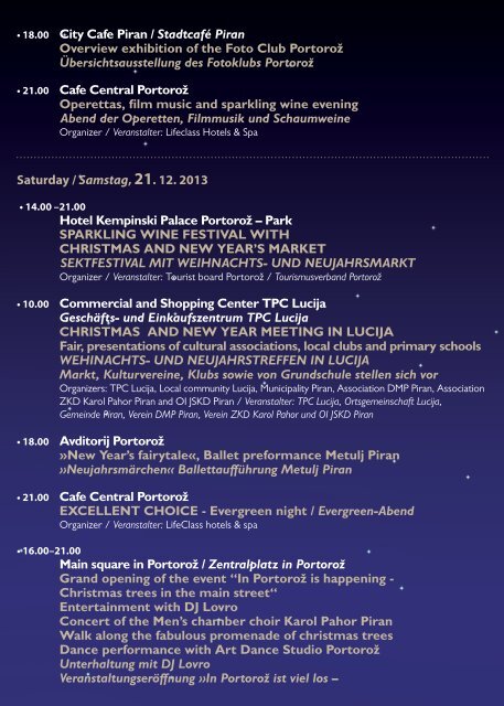 Veranstaltungsprogramm Dezember 2013 - Portorož