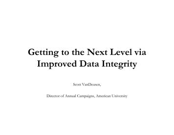Getting to the Next Level via Improved Data Integrity