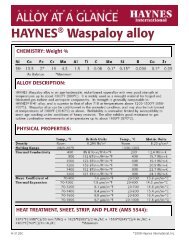Alloy at Glance Waspaloy - Haynes International, Inc.