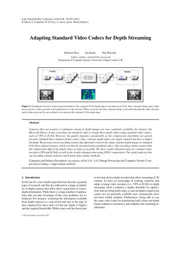 Adapting Standard Video Codecs for Depth Streaming - UCL
