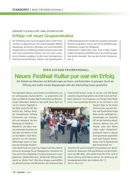 Ausgabe 1/2010 - Beschützende Werkstätte für geistig und ...