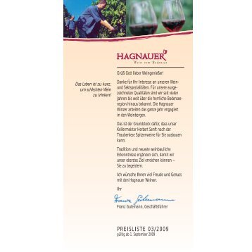 PREISLISTE 03/2009 - Winzerverein Hagnau eG