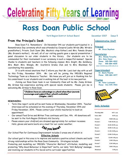 December 2007 updated - Ross Doan Public School