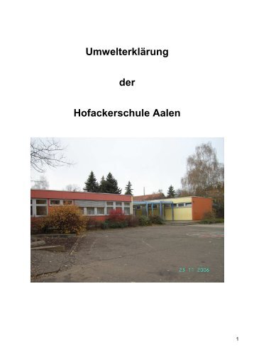 Umwelterklärung Hofackerschule - Hochschule Aalen