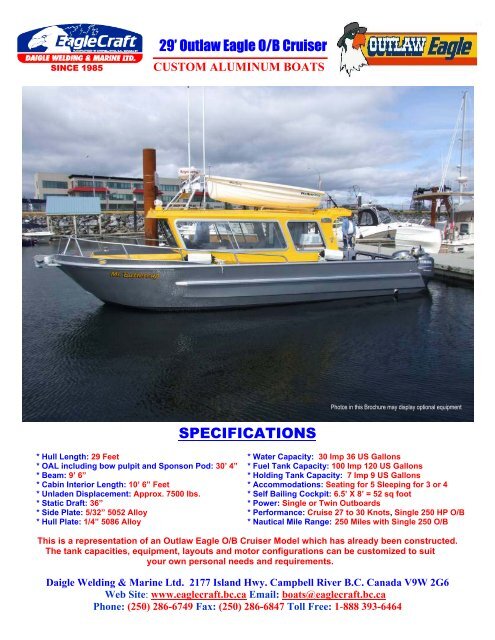 29 Outlaw Eagle O B Cruiser Specifications Daigle Welding