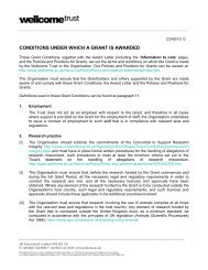 Grant Conditions - Wellcome Trust