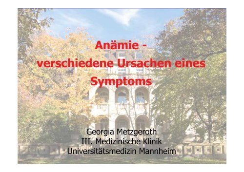 Anämie - verschiedene Ursachen eines Symptoms - MDS-Patienten ...