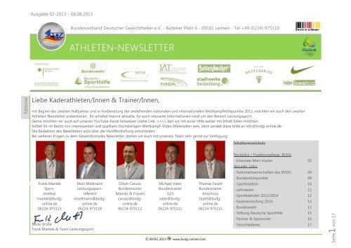 BVDG - Newsletter - Verband für Gewichtheben, Kraftdreikampf und ...