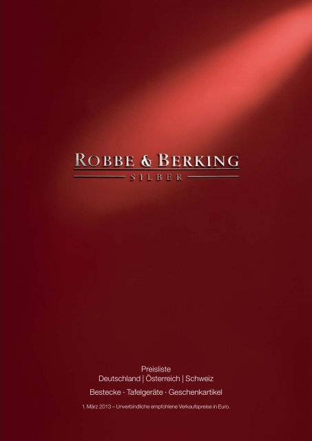 Robbe &amp; Berking Preisliste - Lothar John