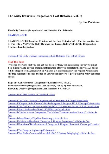 Volume III The Lost Histories The Dargonesti