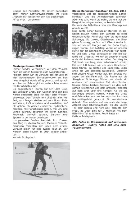 Clubnachrichten Nr. 1 - März 2013 - SAC Sektion Lägern