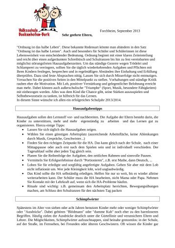 Allgemeiner Elternbrief - Grundschule Buckenhofen/Burk