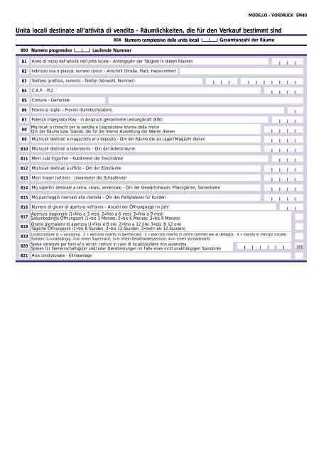 QUESTIONARIO SM40 FRAGEBOGEN SM40 - Agenzia delle Entrate