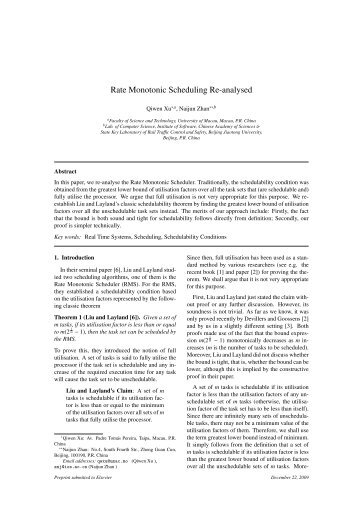 Rate Monotonic Scheduling Re-analysed - Faculty of Science and ...